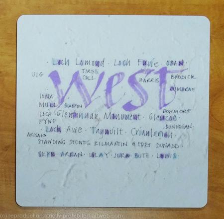 Calligraphy placemats tablemats West of Scotland places print