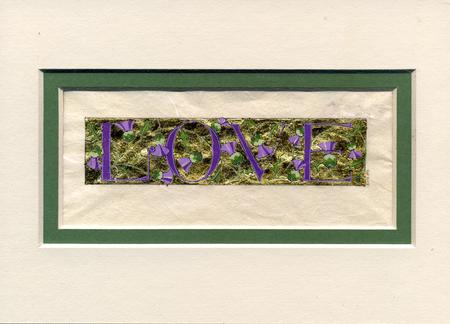 Illuminated panel 'LOVE' on silk paper