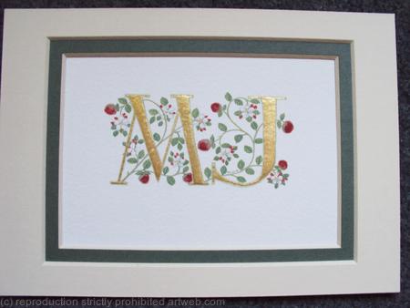 23c gold leaf initials with apples
