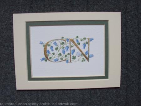 23c gold leaf letters handpainted with bluebells