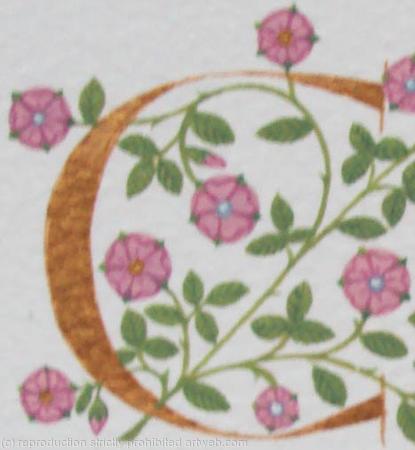 Gold letter with pink heraldic roses Pearl Wedding Anniversary Gift