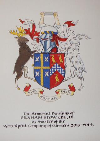 Arms of Mr Graham Stow impaled with those of the Worshipful Company of Curriers.