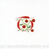 Manuscript initial T in red with Poppies