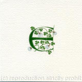 Letter E handpainted with white clover