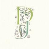 Custom double initials D J with theatrical motifs