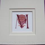 Initial letter handpainted with an owl