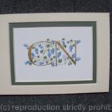 23c gold leaf letters handpainted with bluebells