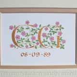 Two letters in gold painted with pink roses Pearl Anniversary gift.