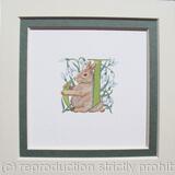 Handpainted letter with a rabbit and snowdrops