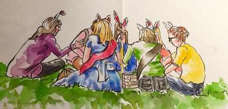 Hen party in Pavilion Gardens, Brighton