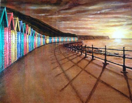 Sunset Whitby Beach Huts 2
