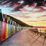 Sunset Whitby Beach Huts