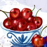 Red Cherries, Blue Bowl