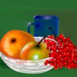 Blue Mug, Red Berries