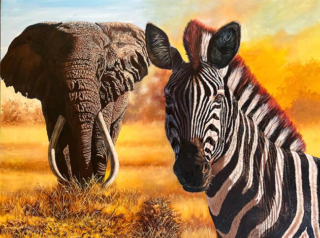 Zebra and Elephant 