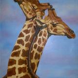 Giraffe lovers necking