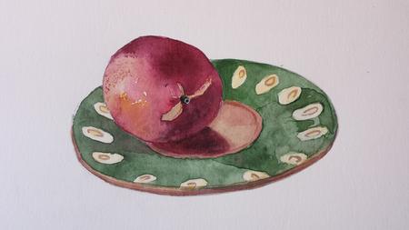 Nectarine on a  Russian  plate 