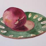 Nectarine on a  Russian  plate 