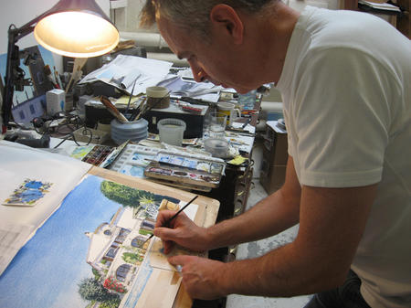 Working on a House portrait commission.