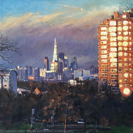 Falling light, City view from Brockwell Park