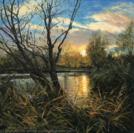 Sunset over Eagle Pond. Clapham Common