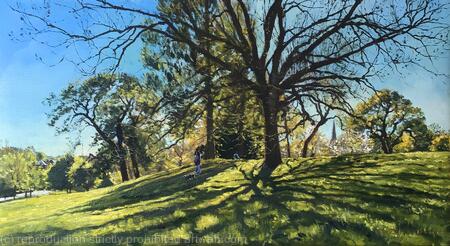 Spring sunlight over Brockwell Park