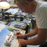 Working on a House portrait commission.