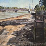 Low tide and shadows. Albert bridge.