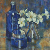 Blue Bottle with Primroses