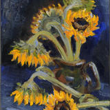 Sunflowers in Brown Jug