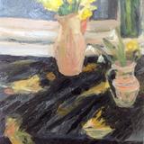 Spring flowers on figured cloth 