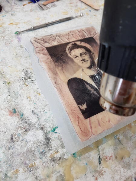 Fusing a photo-encaustic piece
