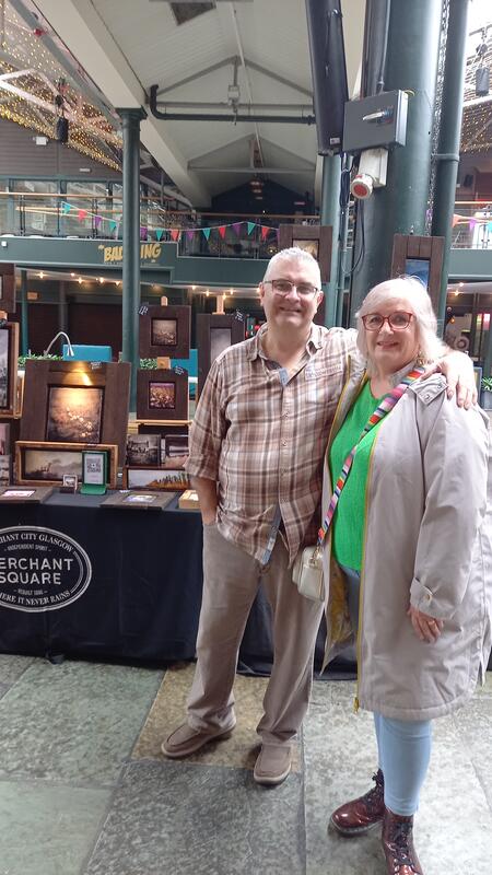 David Mould and I next to his stall at Merchant Square Craft  event in Glasgow 