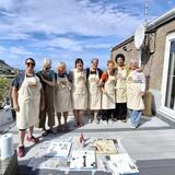 Working on the decking overlooking Chesil Cove