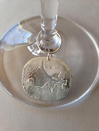 set of four wine glass charms, Lake Garda