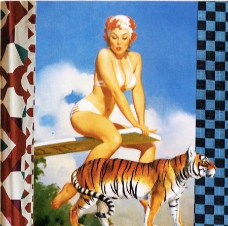 Swimming girl with Tiger