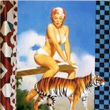 Swimming girl with Tiger