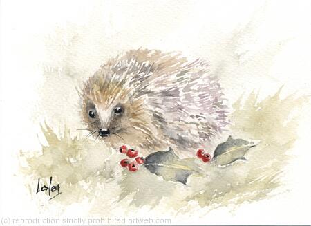 Hedgehog with Holly SOLD 