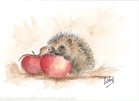 No 156 Hedgehog with mouse SOLD