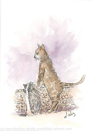 Hedgehog and Cat SOLD 