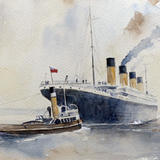 Titanic with tug 