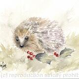Hedgehog with Holly SOLD 