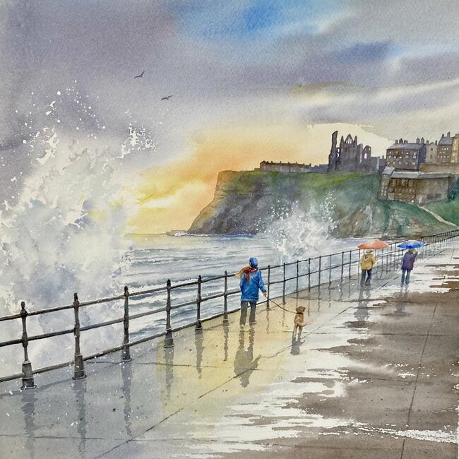 Braving the weather, Whitby
