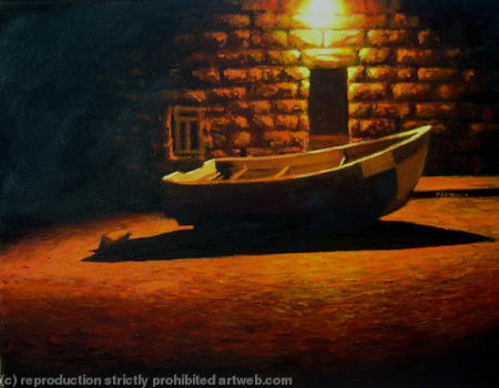 Fishing Boat At Night, Sennen Cove
