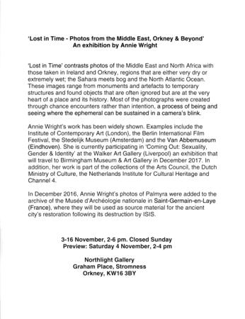 Annie Wright Press Release 3/11/17 