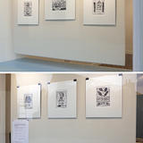 Linocut prints in the windows