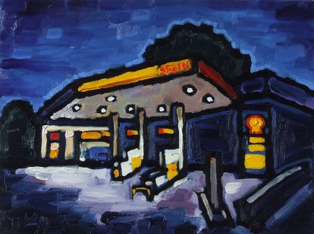 Petrol station, dusk