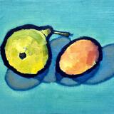 Still life with pear and an egg