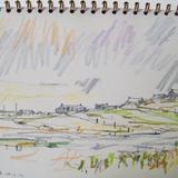 drawing Shawbost across the Loch