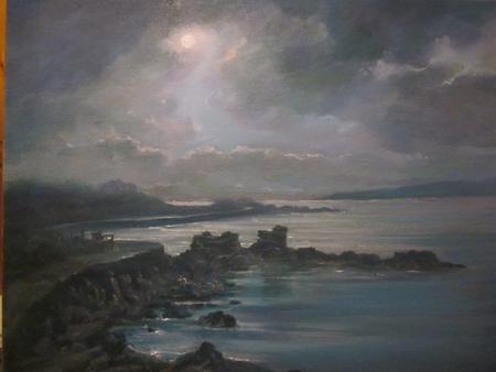 A Ruined Boathouse in the Moonlight